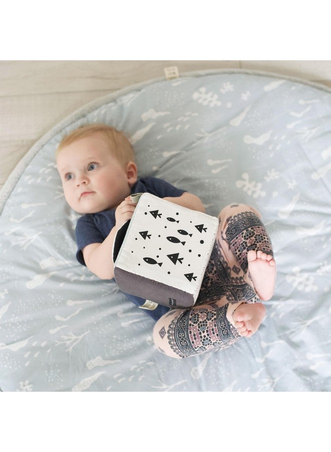 Wee Gallery Soft Block, Baby Sensory Toy with High-Contrast Graphics, Organic Soft Fabric Soft Blocks, Crinkle Flap and Textures, Tummy Time Activity for Babies and Toddlers - Ocean Animals - Image 2