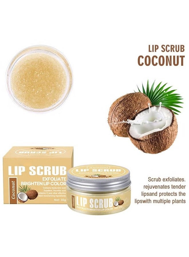 Generic Coconut Lip Scrub 30g, Exfoliate & Brighten Lip Color, Sugar Crystals, long Lasting  - Image 1