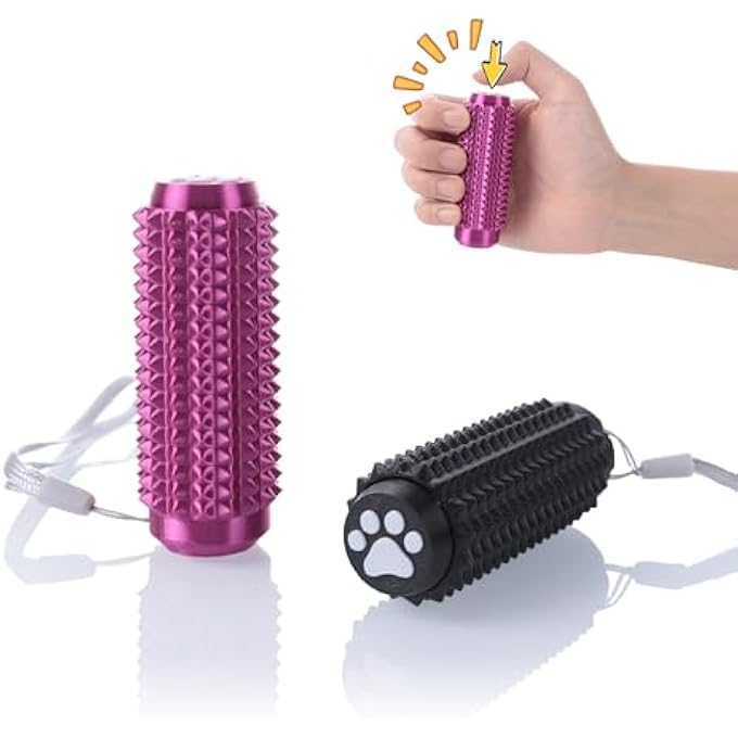 JHBEEY Little Ouchies Fidget, Pocket Mini Fidget Toy for Adults, 2pcs Spiky Grippie Stim Keychain for Anxiety Relief Positive(Purple + Black) - Image 1
