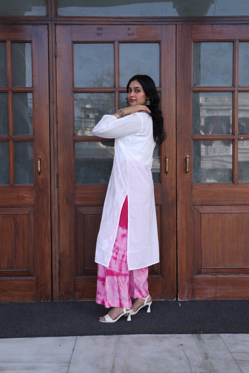 UNDYED كُرتا شيكانكاري البيضاء للنساء - Image 3
