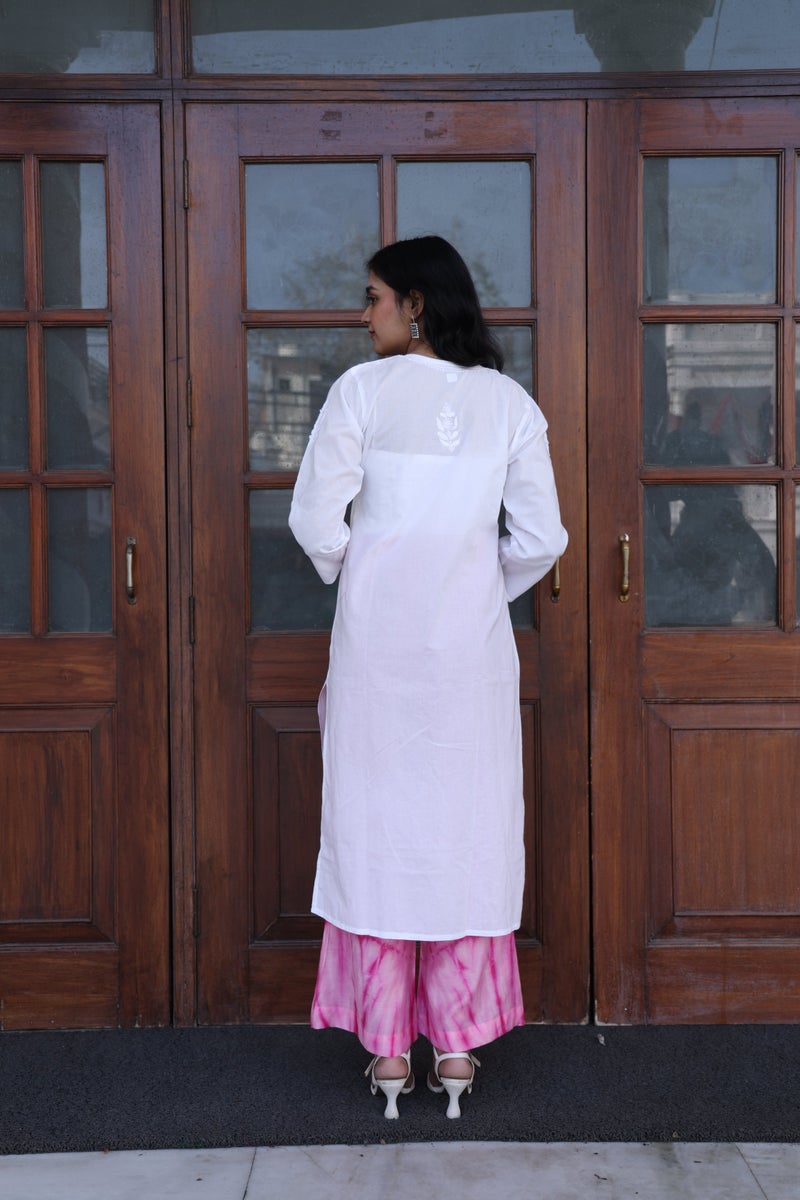 UNDYED كُرتا شيكانكاري البيضاء للنساء - Image 4
