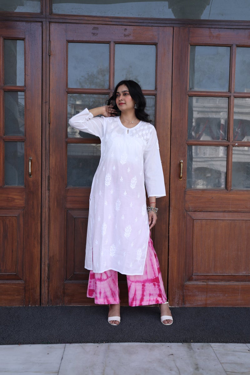 UNDYED كُرتا شيكانكاري البيضاء للنساء - Image 1