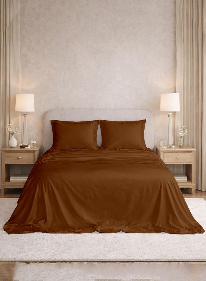 Filbert® Satin Bedsheet with 2 Pillow Covers | 90x100 in |300 TC | Midnight Luxe Satin Dreams Collection for Double Bed | UltraSatin Premium Bedding Set | Chocolate - Image 2