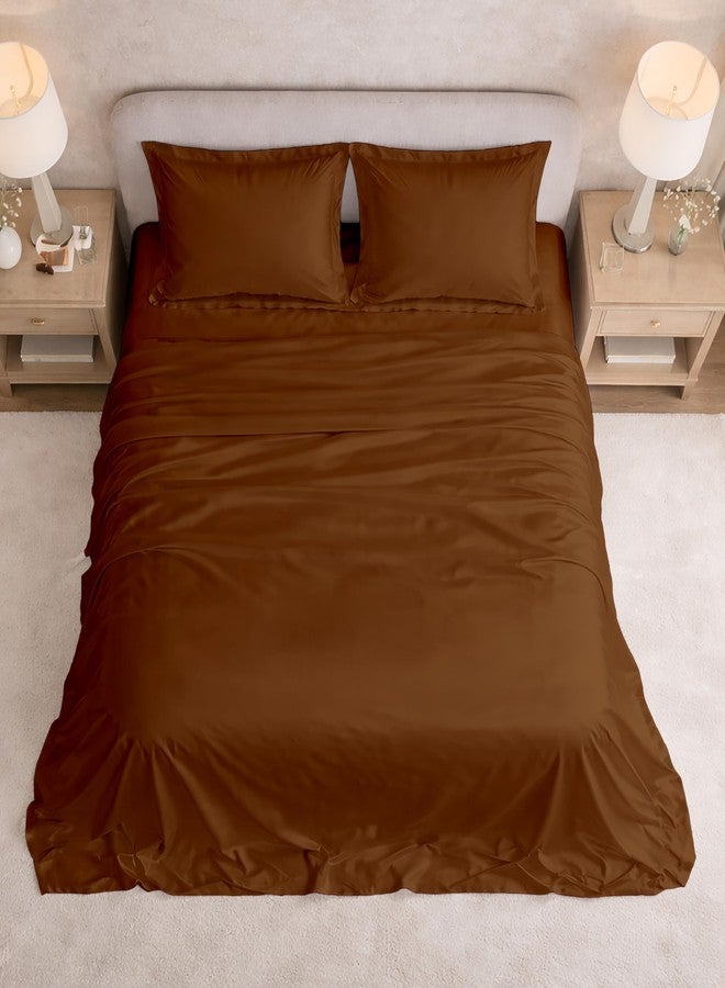 Filbert® Satin Bedsheet with 2 Pillow Covers | 90x100 in |300 TC | Midnight Luxe Satin Dreams Collection for Double Bed | UltraSatin Premium Bedding Set | Chocolate - Image 3