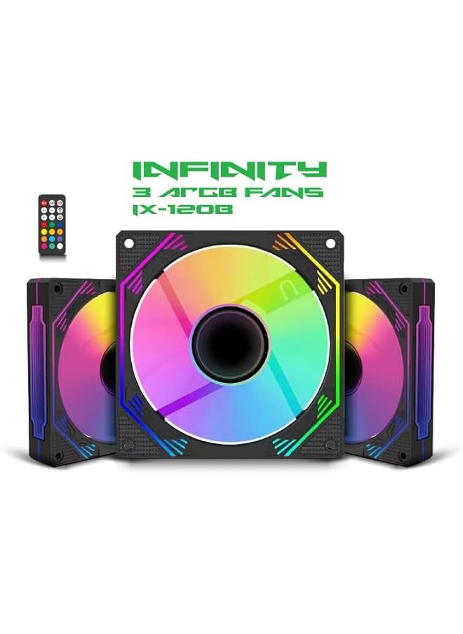 SHARX Infinity Ix 120B 3 Argb 120Mm Case Fans For Computer Case And Liquid Cooler Black  - Image 1