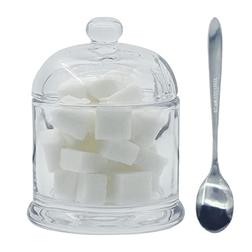 Kitchenexus Kitchenexus Glass Sugar Bowl, Clear Sugar Bowl with Lid and Spoon 9.4oz/280ml Seasoning Dispenser Container Sugar Box  - Image 2