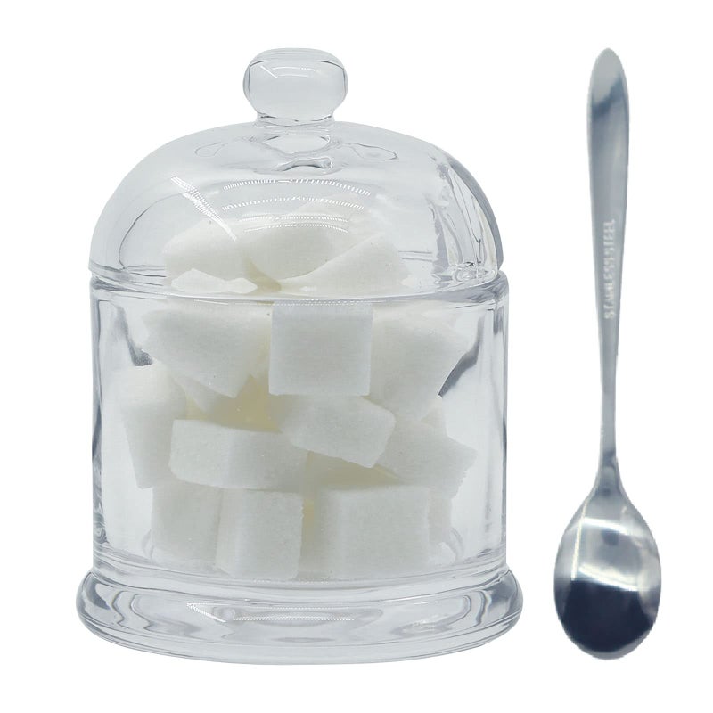 Kitchenexus Kitchenexus Glass Sugar Bowl, Clear Sugar Bowl with Lid and Spoon 9.4oz/280ml Seasoning Dispenser Container Sugar Box  - Image 1