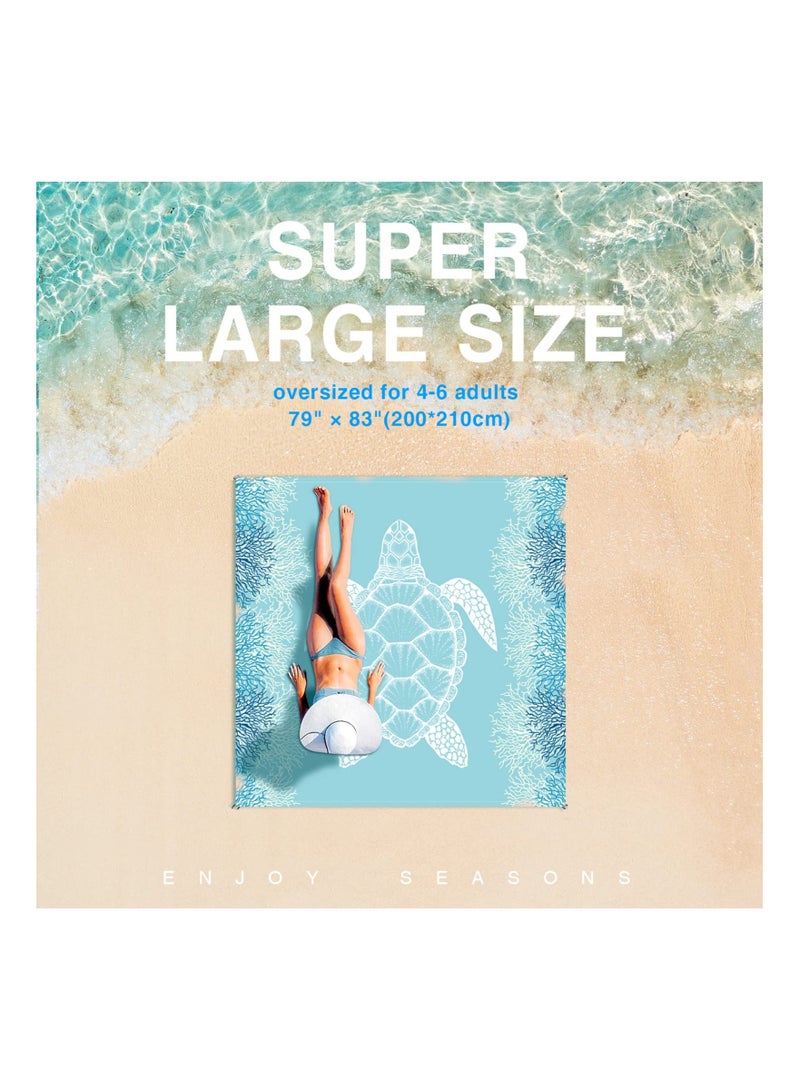 Beach Blanket Sandproof Large Beach Mat 79x 83 4-6 Adults Oversized Lightweight Sand Free Beach Mat Waterproof Beach Blanket Portable Outdoor Camping Blankets for Travel, Camping, Hiking - Image 2