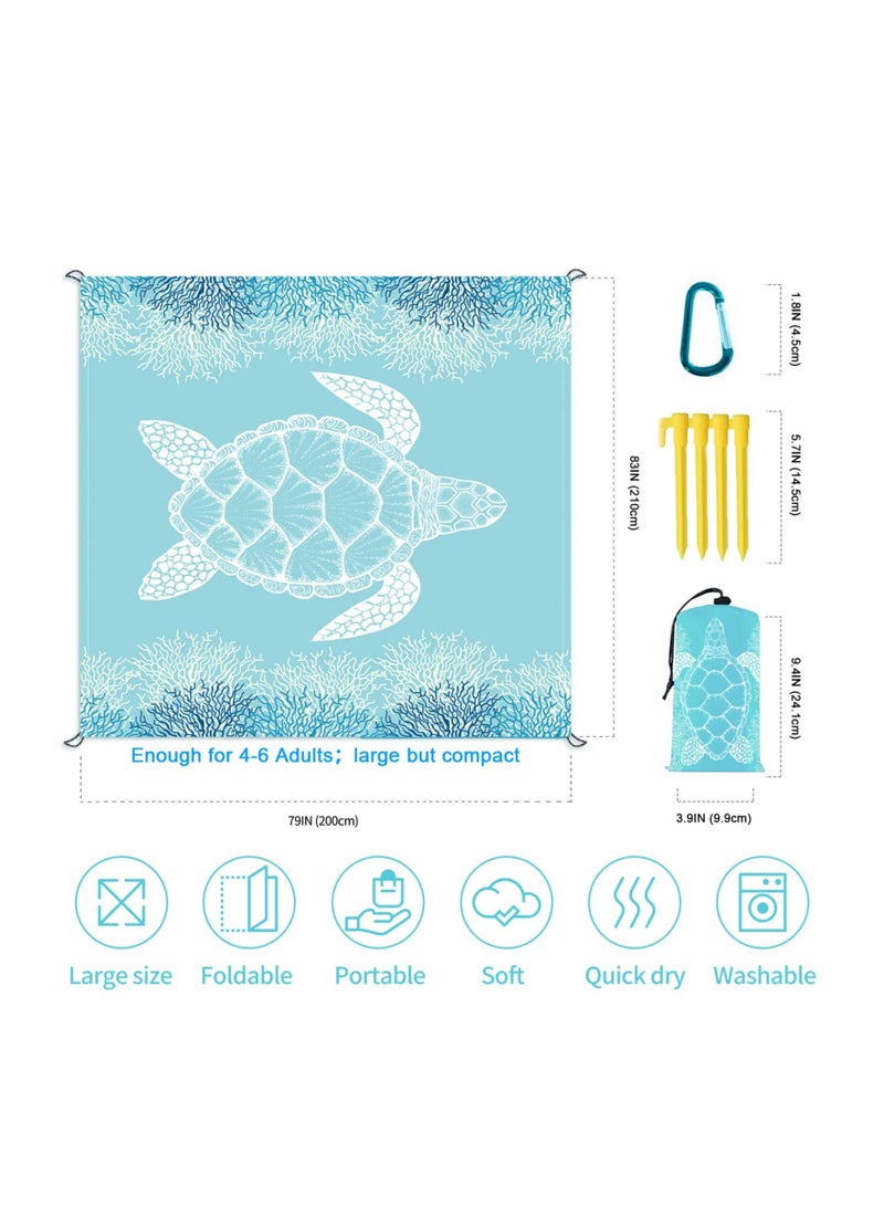 Beach Blanket Sandproof Large Beach Mat 79x 83 4-6 Adults Oversized Lightweight Sand Free Beach Mat Waterproof Beach Blanket Portable Outdoor Camping Blankets for Travel, Camping, Hiking - Image 5
