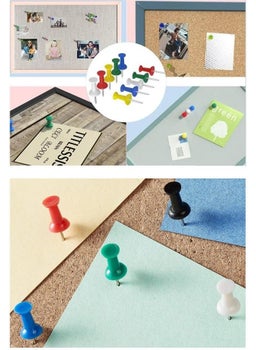 Artlantis Map Nail Colored 50 Pcs 1 Pack Colored Cork Board Pushpin Board Pin Office School Desk Colored Map Nail  - Image 2