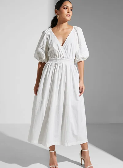 Cmeo collective Puff Sleeve Pleated Dress