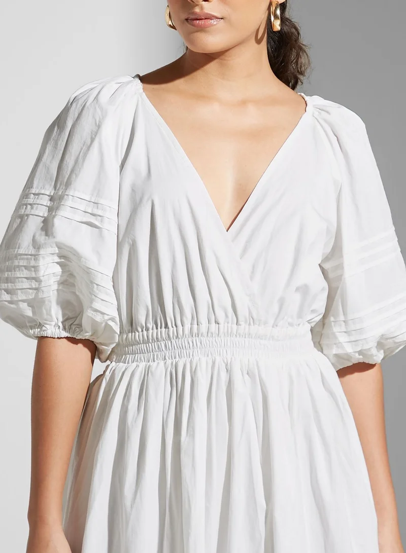 Cmeo collective Puff Sleeve Pleated Dress