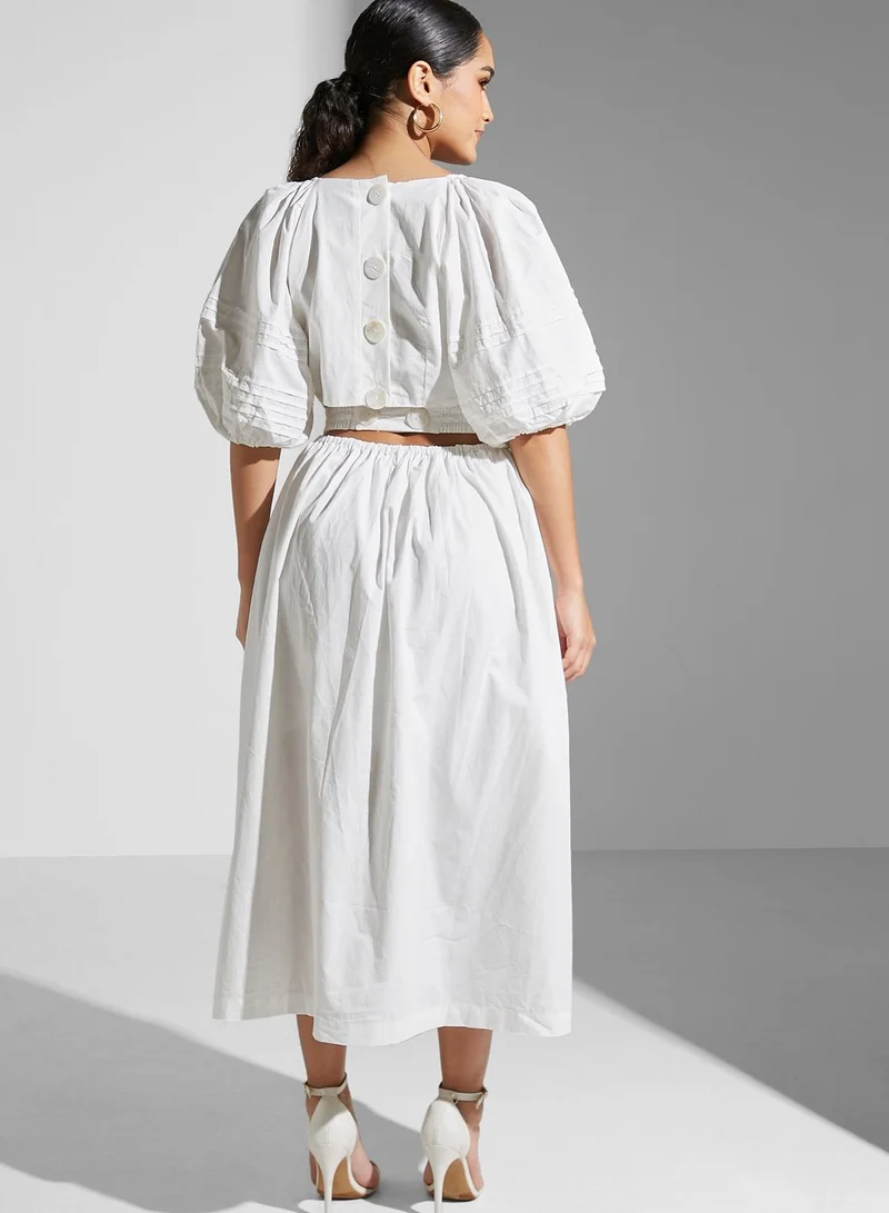 Cmeo collective Puff Sleeve Pleated Dress