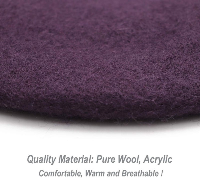 Wheebo Wool Beret Hat,Solid Color French Style Winter Warm Cap for Women Girls Lady - Image 5