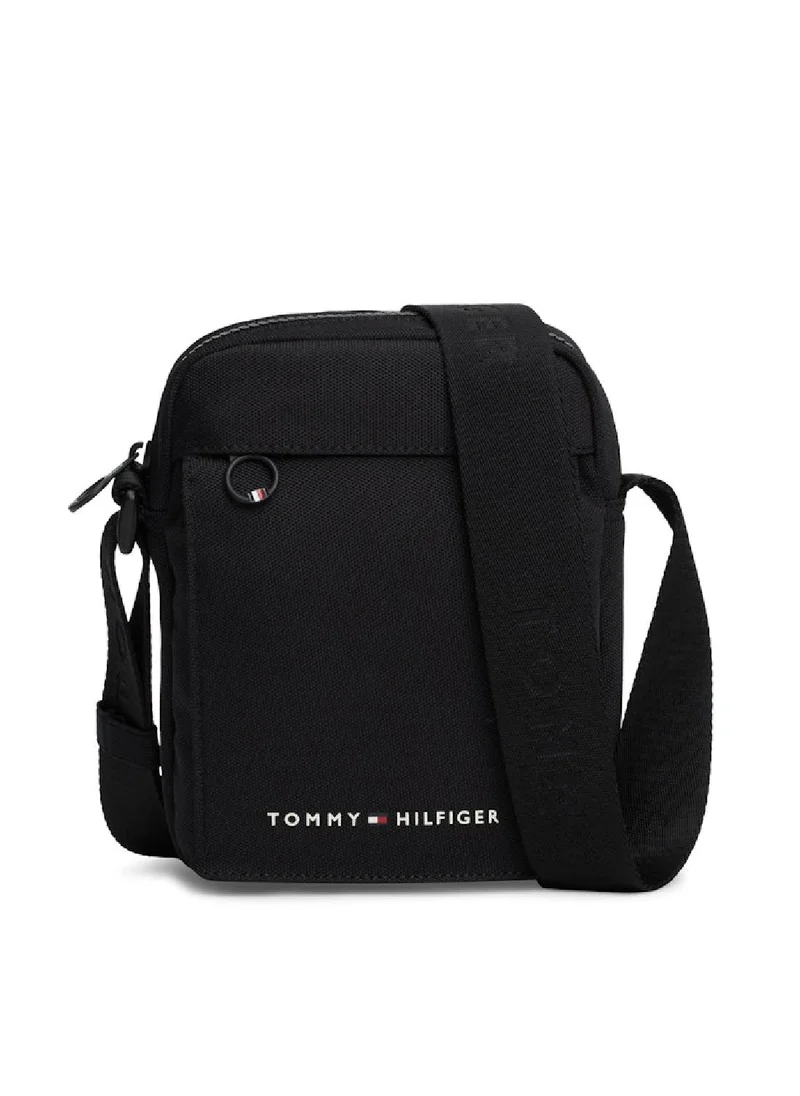 TOMMY HILFIGER Men's Th Mini Reporter Bag - Recycled Polyester, Black