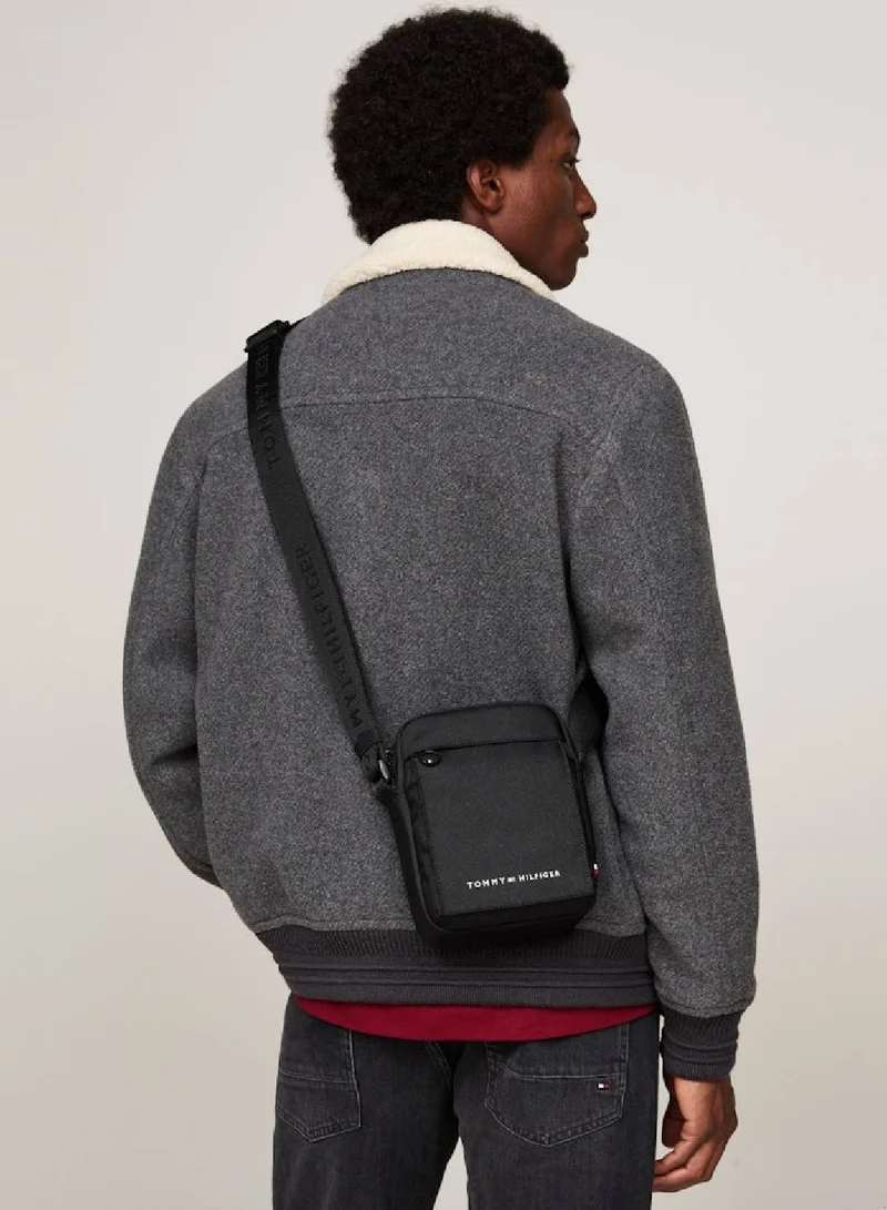 TOMMY HILFIGER Men's Th Mini Reporter Bag - Recycled Polyester, Black