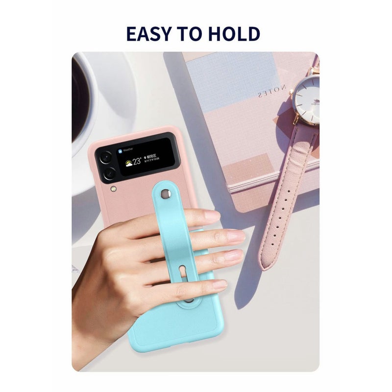 Case for Samsung Galaxy Z Flip 4 (Z Flip4 5G), Ultra Thin Premium PC Matte Finish Anti-Scratch Cover, Silky Touch Feeling Phone Case with Retractable Stand Strap (Pink/blue) - Image 3