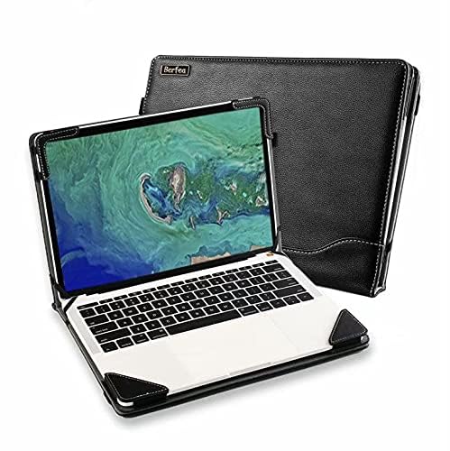 Berfea Laptop Sleeve, Protective Case Cover Compatible with HP Probook 450 G8/G9, 455 G10/G9/G8, Envy x360 15-ew Series 15.6 inch Laptops, PU Leather, Business Design, Stand Function, Pen Holder - Image 2