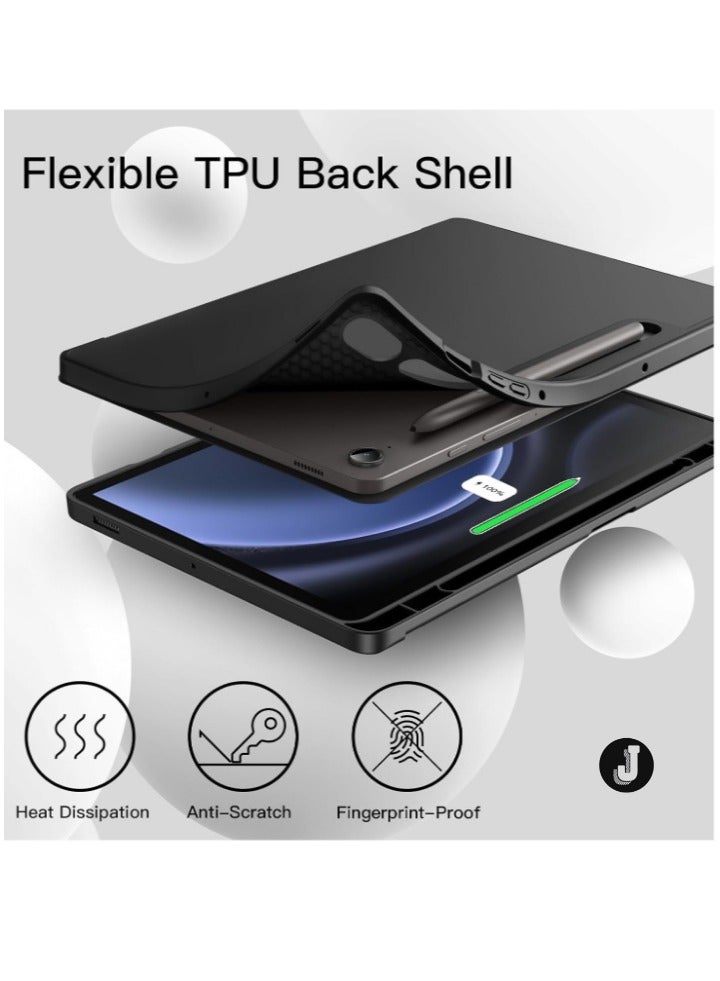 JAJEEK "2024 Case for Samsung Galaxy Tab S9 FE 10.9-Inch – Soft TPU Tri-Fold Stand Protective Cover with S Pen Holder, S Pen Charging Support, Auto Wake/Sleep (Black)" - Image 4