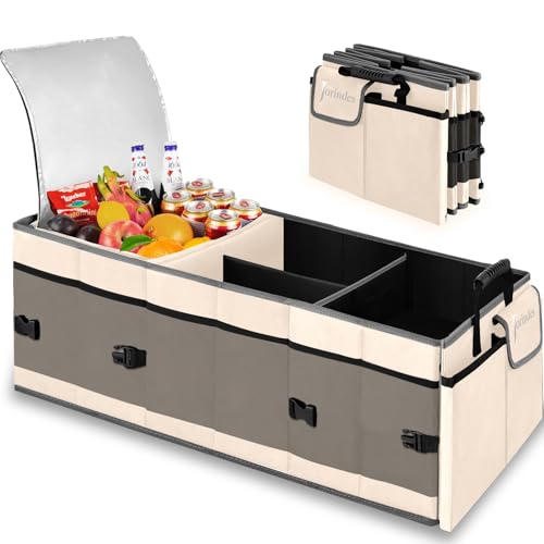 Jorindes Trunk Organizer with Built-in Insulated Leak Proof Cooler Bag,Collapsible Cargo Organizer for SUV with Non Slip Bottom Strips,3 Large Compartments Foldable Waterproof Portable Car Storage Box - Image 1