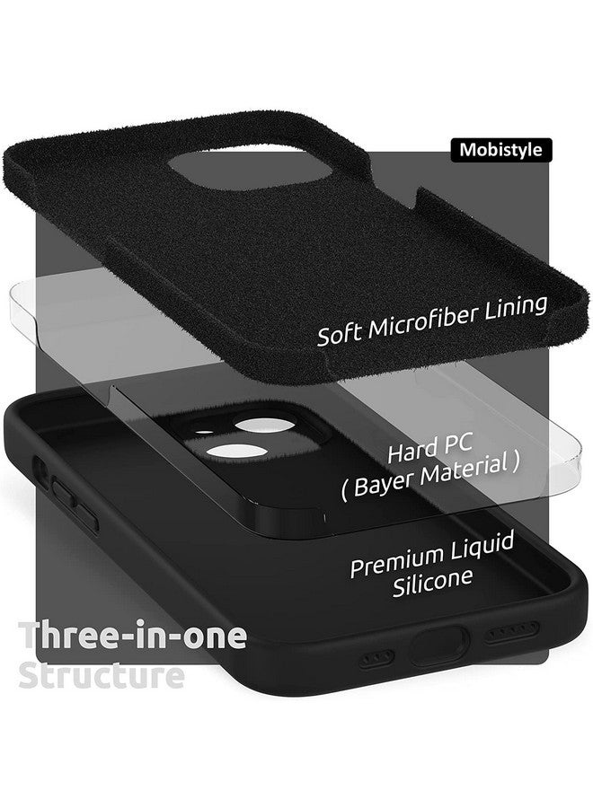 mobistyle Designed for iPhone 13 Cover Soft Liquid Silicone Slim Protective Shockproof with Anti-Scratch Microfiber Lining Phone Back Cover Case (Black) - Image 3