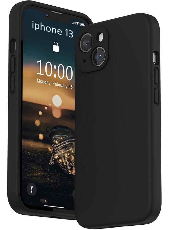 mobistyle Designed for iPhone 13 Cover Soft Liquid Silicone Slim Protective Shockproof with Anti-Scratch Microfiber Lining Phone Back Cover Case (Black) - Image 1