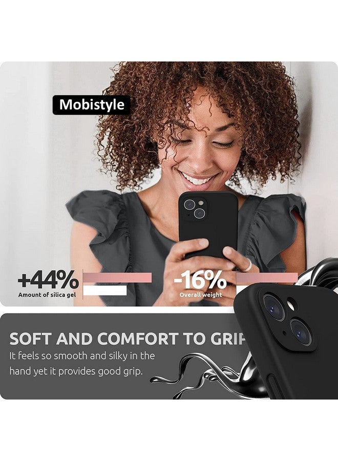 mobistyle Designed for iPhone 13 Cover Soft Liquid Silicone Slim Protective Shockproof with Anti-Scratch Microfiber Lining Phone Back Cover Case (Black) - Image 5