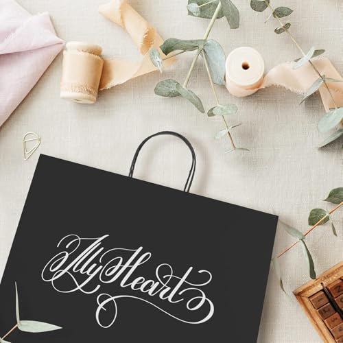 GSSUSA Large Paper Bags with Handles16x6x12 200 Pack, Gift Bag for Small Business, Paper Shopping Bag, Grocery, Food Service Take Out, Large Kraft Paper Bags, Bulk, Black - Image 2
