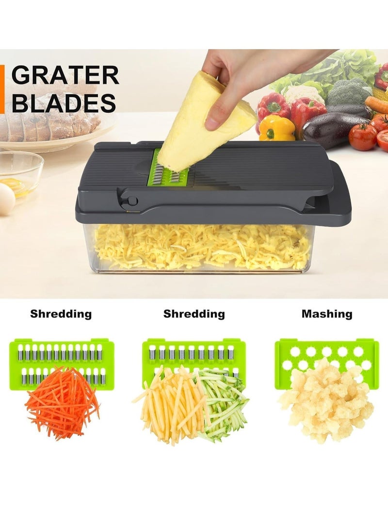 ELTRAZONE NEW Vegetable Chopper – 12-in-1 Multifunctional Food Chopper, Pro Onion Chopper, Veggie Chopper with Container, Slicer, Dicer, Cutter, Mandoline Slicer for Salad & Garlic Chopping - Image 3