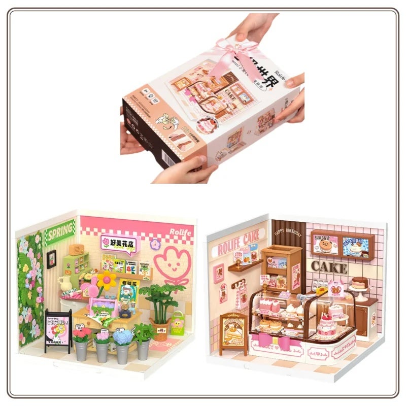 رولايف مجموعة مكعبات بناء New Original Rolife Super World Cake Shop Building Blocks Assembly Toy DIY Miniature Model Birthday Surprise Gift in Stock, 01 and 02 - Image 2