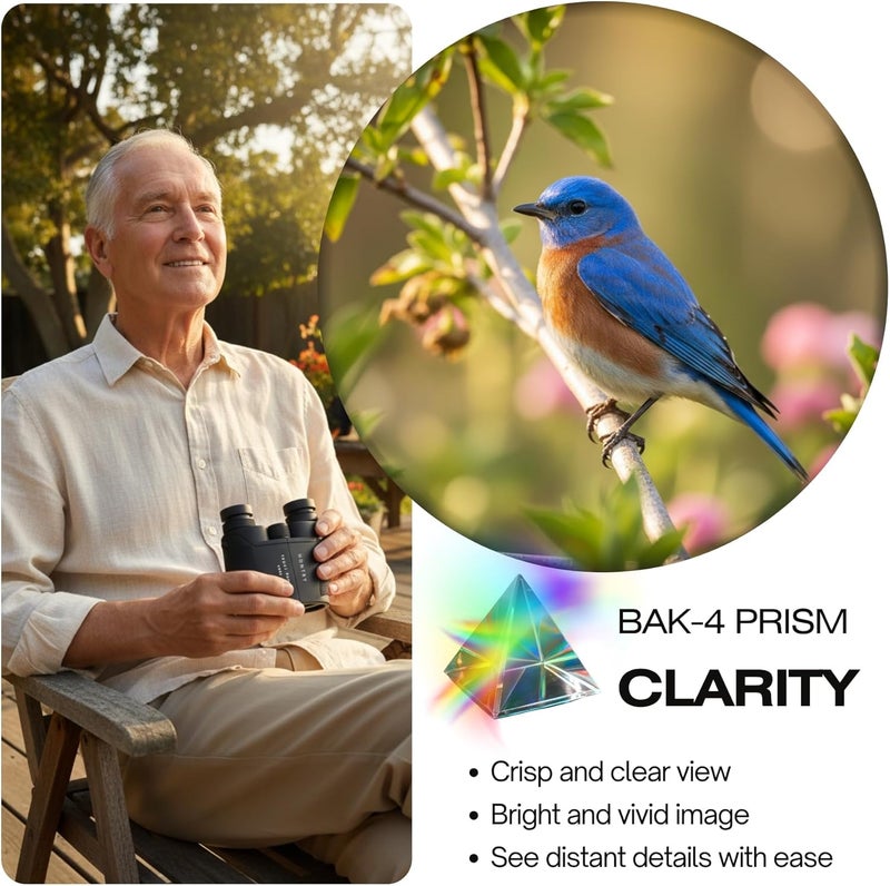 Hontry Binoculars for Adults and Kids, 12x25 Compact Binoculars for Bird Watching, Travel, Concerts, Hunting and Crusie Ship - Image 4