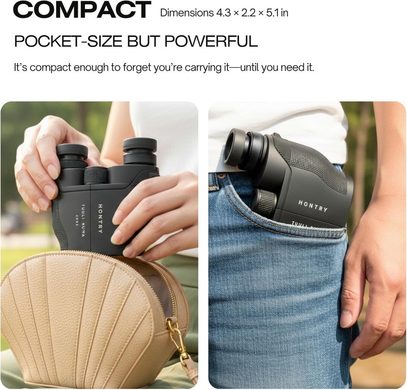 Hontry Binoculars for Adults and Kids, 12x25 Compact Binoculars for Bird Watching, Travel, Concerts, Hunting and Crusie Ship - Image 2