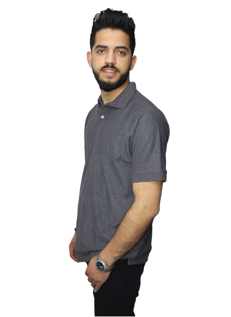 OneHand - Casual Polo T-Shirt Cotton - Dark Grey - Image 1