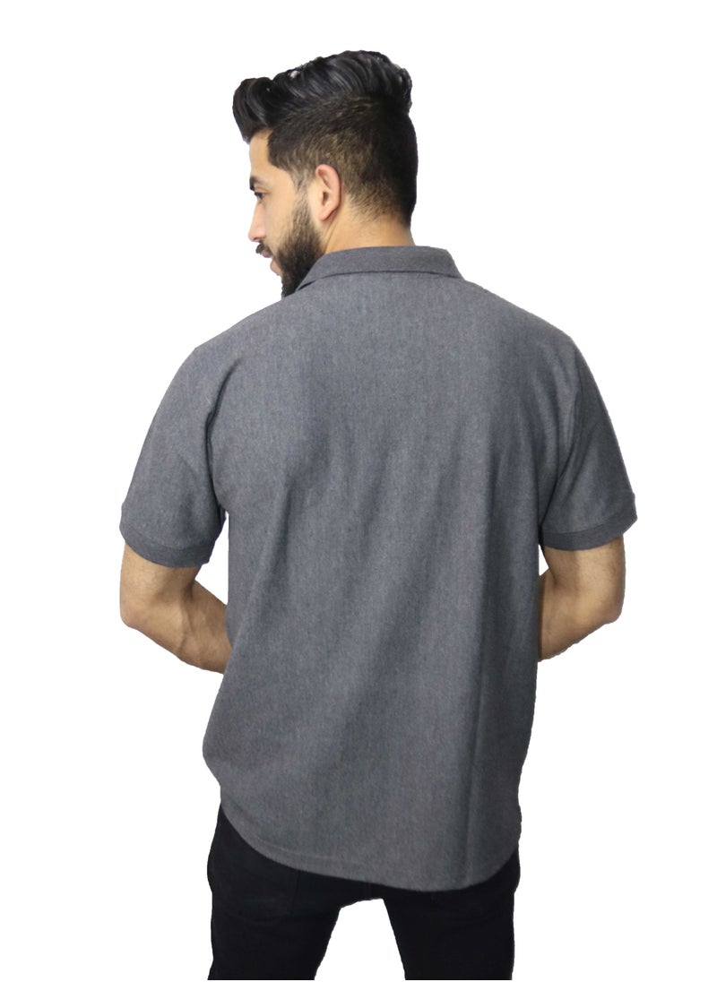 OneHand - Casual Polo T-Shirt Cotton - Dark Grey - Image 1