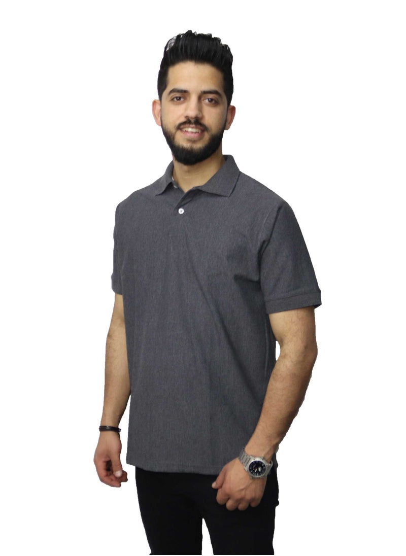 OneHand - Casual Polo T-Shirt Cotton - Dark Grey - Image 1