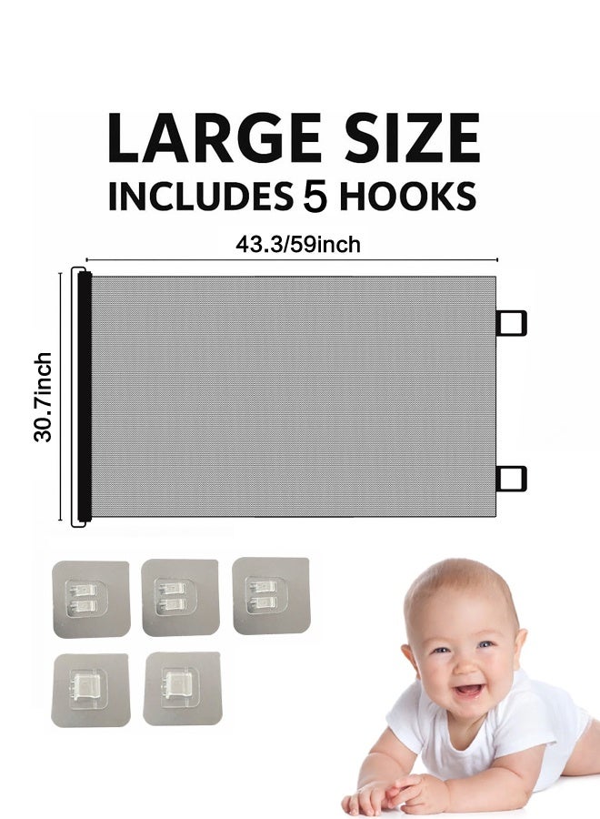 Vividorad Retractable Baby Gate,Adjustable Safety Baby Gate,Baby Gate for Smooth Wall No Drilling,Extra Wide Baby Safety Gate, Portable Easy Install Baby Gate,for Doorway, Staircase, Indoor, Outdoor(43.3x30.7inch/59x30.7inch) - Image 2