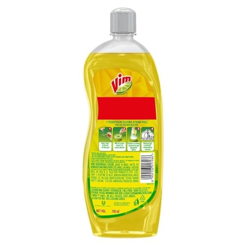 Vim Dishwash Liquid Gel Lemon|| With Lemon Fragrance|| Leaves No Residue|| Grease Cleaner For All Utensils|| 750 ml Bottle - Image 2