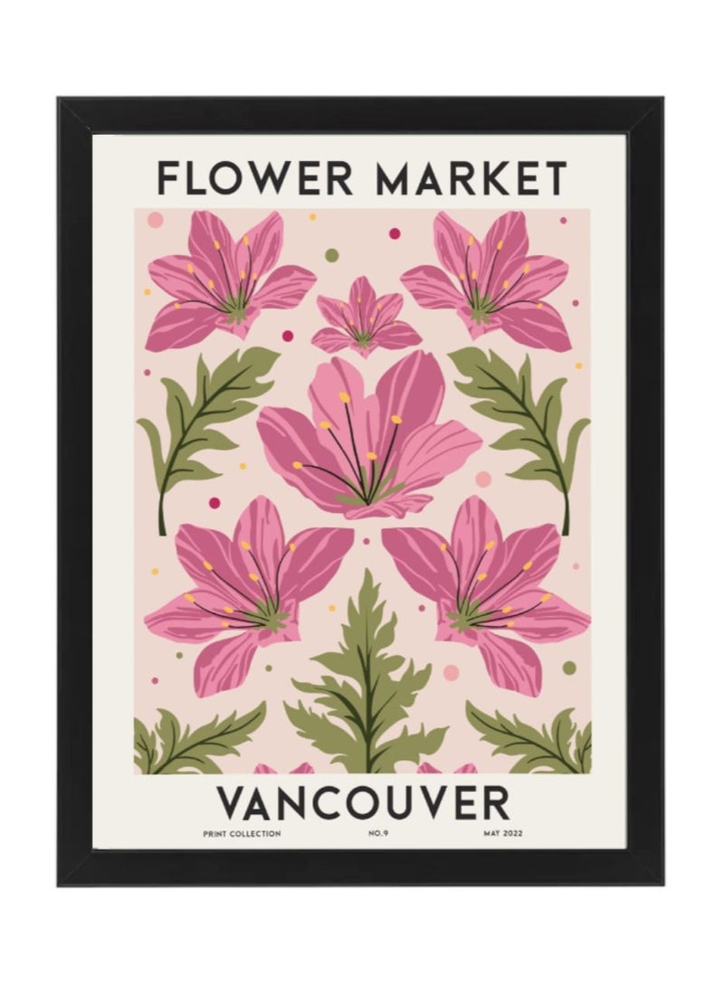 Boomah Accessories Flower Market Vancouver Colorful Botanical Art Poster with Frame 30x40cm 