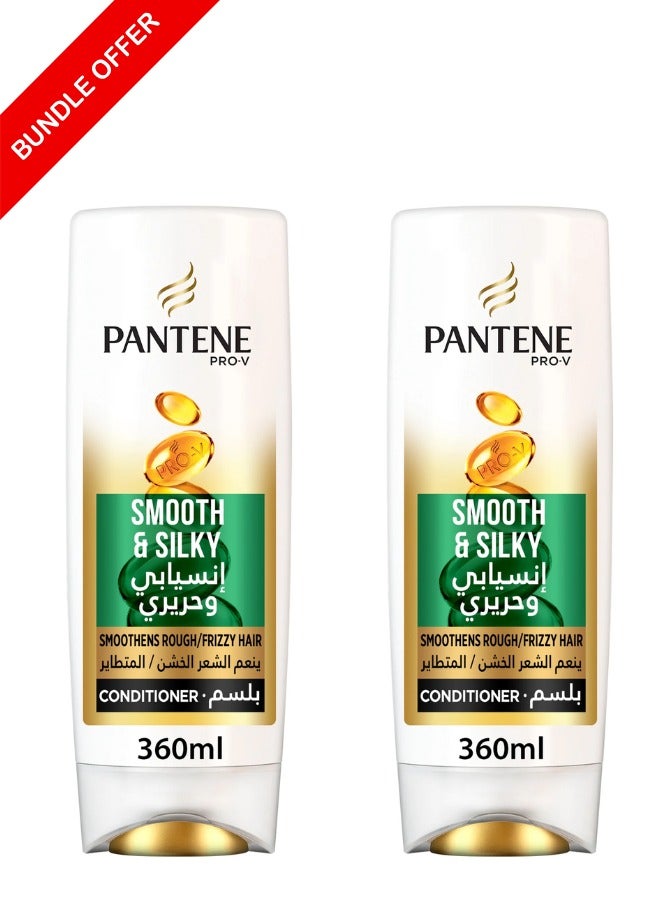 Pantene Pack of Two Pantene Pro-V Smooth & Silky Conditioner 360 ml 