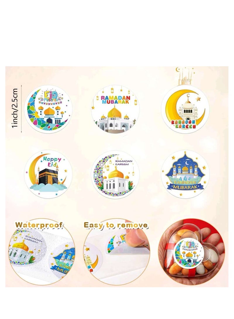 500Pcs Ramadan Kareem Eid Mubarak Adhensive Stickers Perforated Roll Sticker Gift Tag Stickers for Ramadan Eid Party Decorations  Party Supplies,6 Design - Image 4