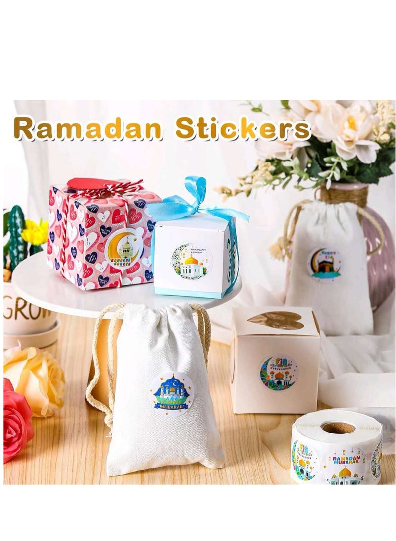 500Pcs Ramadan Kareem Eid Mubarak Adhensive Stickers Perforated Roll Sticker Gift Tag Stickers for Ramadan Eid Party Decorations  Party Supplies,6 Design - Image 2