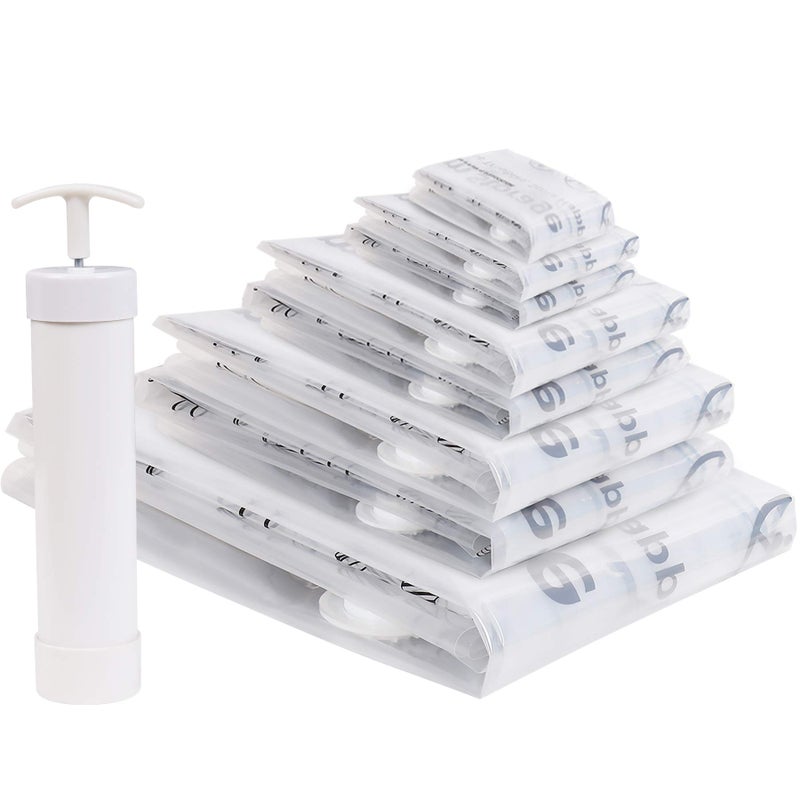CHADIOR Vacuum Storage Bags Compressed Air by Sitting No Pump Needed DoubleColor Zip for Clothes Pillows Towels Blankets White