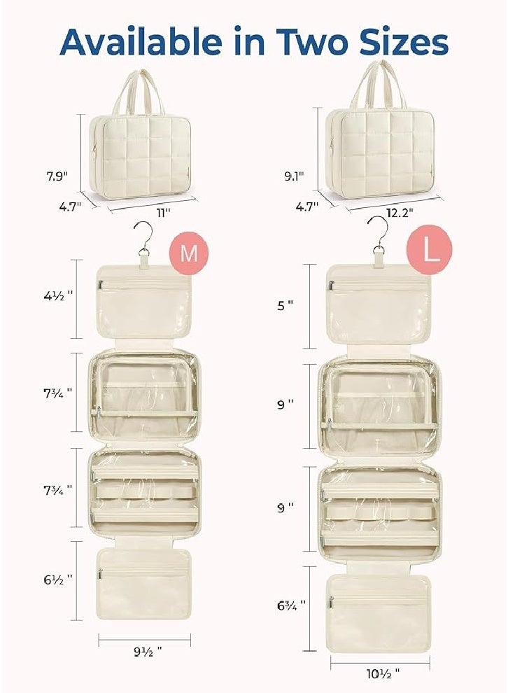 High-end stylish hanging toiletry bag, with jewelry organizer, travel toiletry bag, fluffy cosmetic bag, essential portable travel accessory - beige - Image 5