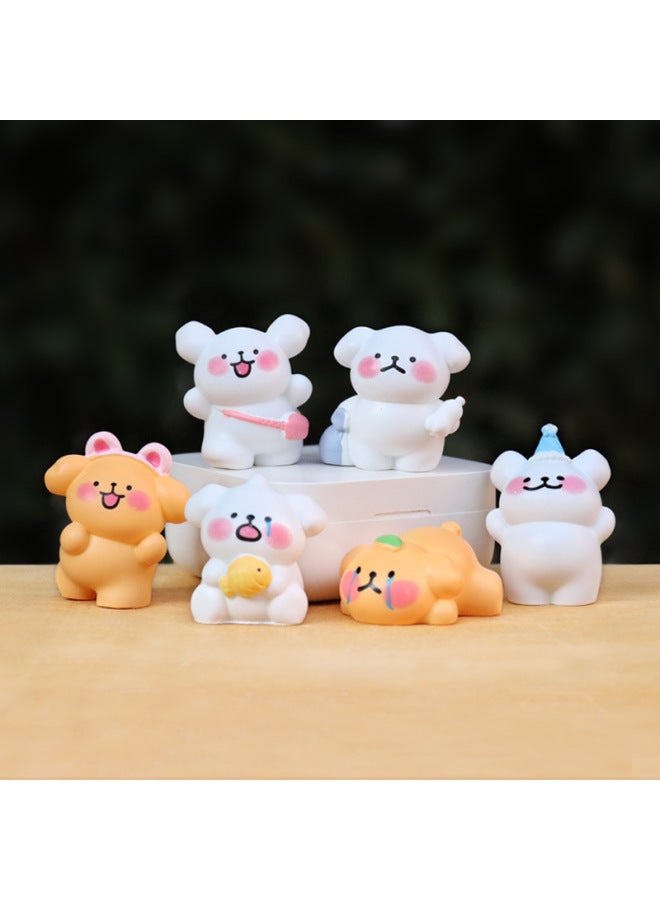 Mini Line Puppy Blind Bag Toy Resin Crafts Cute Handmade Doll Micro Landscape Desktop Car Ornaments-Color:Birthday Hat Puppy (simple Decoration)  - Image 4