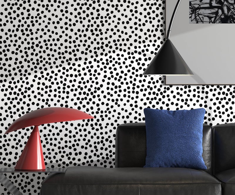 tiltil Modern Peel and Stick Wallpaper 17.3" x 78.8" Self Adhesive Wallpaper Black and White Contact Paper Polka Dot Removable Wall paper Decorative for Bedroom Bathroom Cabinets and Countertops Vinyl Roll - Image 5