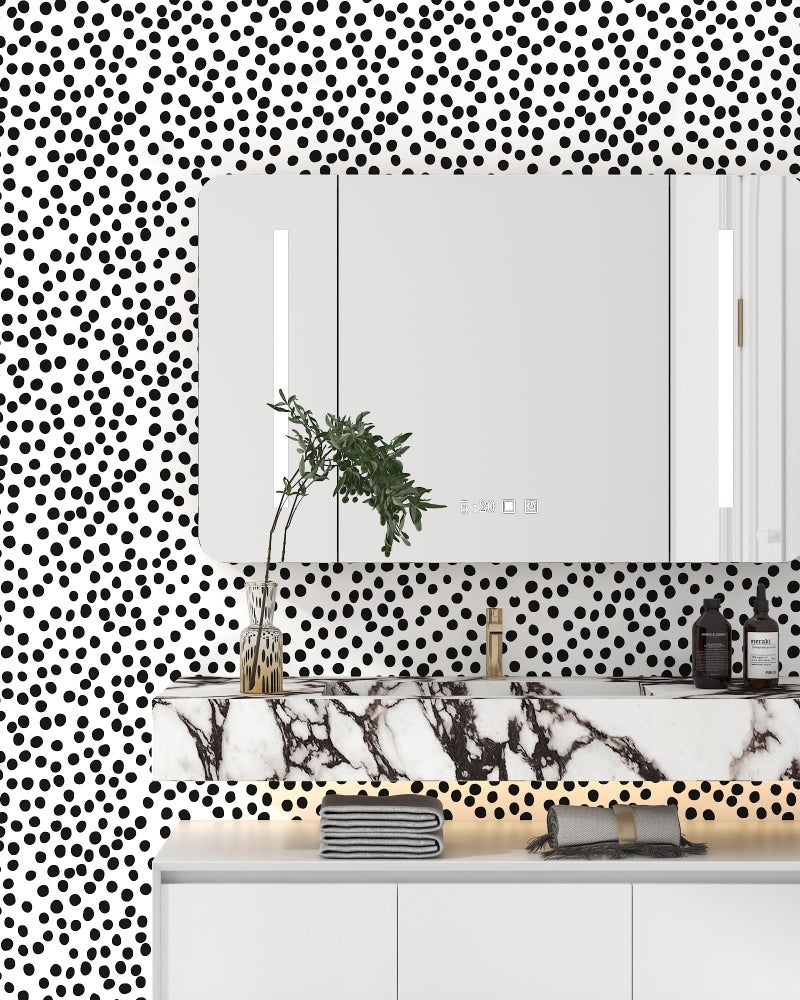tiltil Modern Peel and Stick Wallpaper 17.3" x 78.8" Self Adhesive Wallpaper Black and White Contact Paper Polka Dot Removable Wall paper Decorative for Bedroom Bathroom Cabinets and Countertops Vinyl Roll - Image 2
