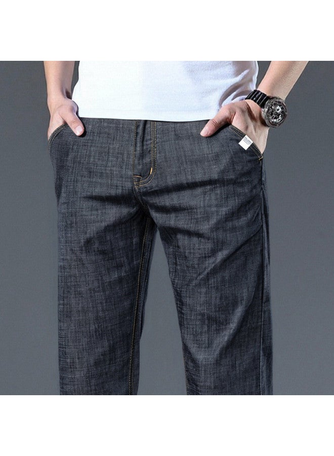 FOLUNSI men's Jeans - Vintage Relaxed Stretch Loose-fit Minimalist Thin Straight-leg Trousers - Image 5