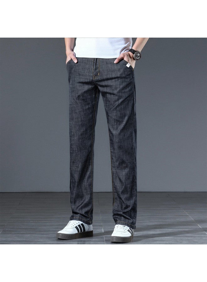 FOLUNSI men's Jeans - Vintage Relaxed Stretch Loose-fit Minimalist Thin Straight-leg Trousers - Image 3