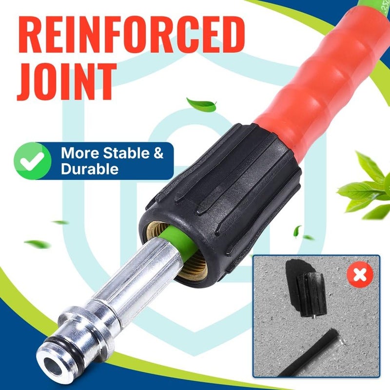 YAMATIC Super Flexible Pressure Washer Hose 25FT for Power Washer Replacement, Kink Resistant Extension With Leak-Free M22-14mm Female & 3/8" Quick Connect Adapters, 1/4" 3200 PSI, Green - Image 5