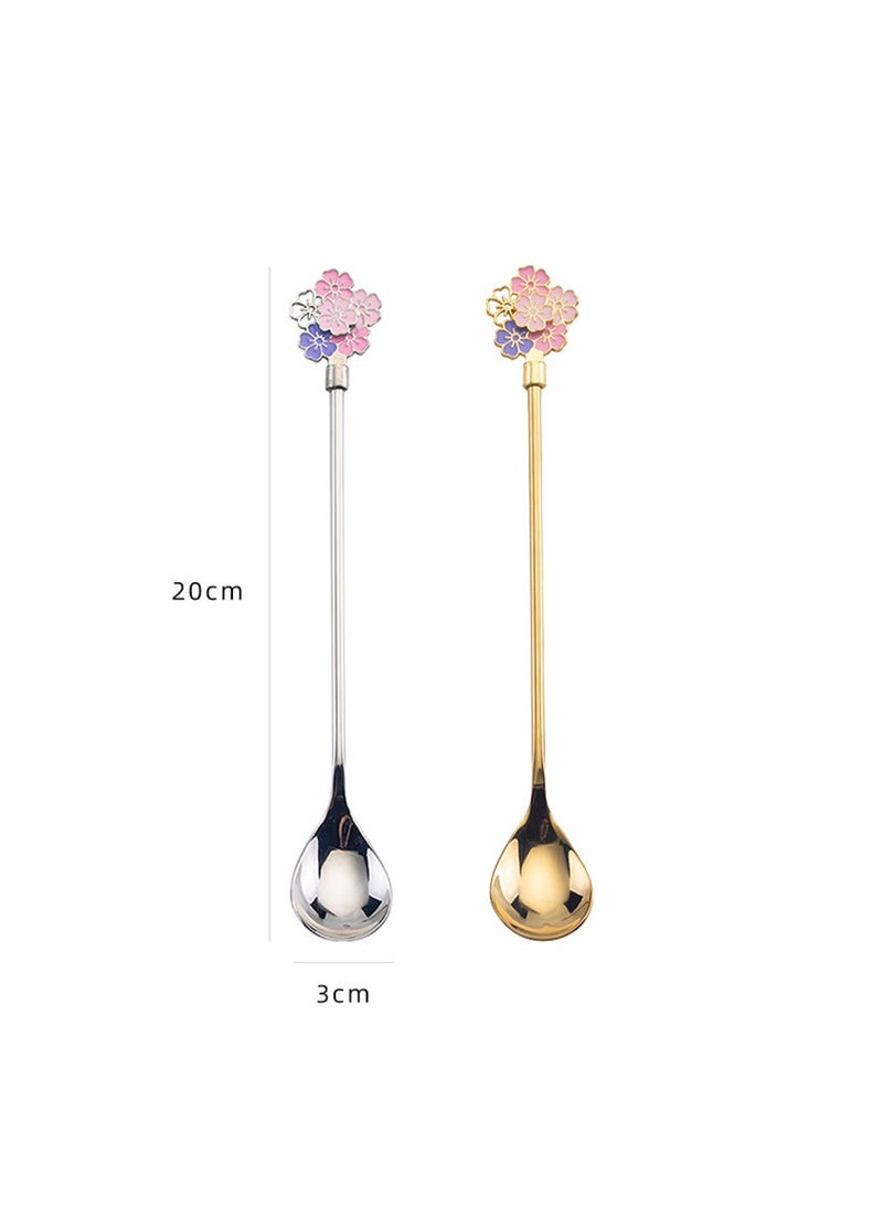 3Pcs Spoon,Creative  Stainless Steel  Sakura Dessert Coffee Spoon Stirring Spoon Dessert Spoon - Image 3